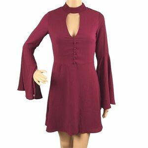 Socialite Harper Choker Mini Dress Bell Sleeve